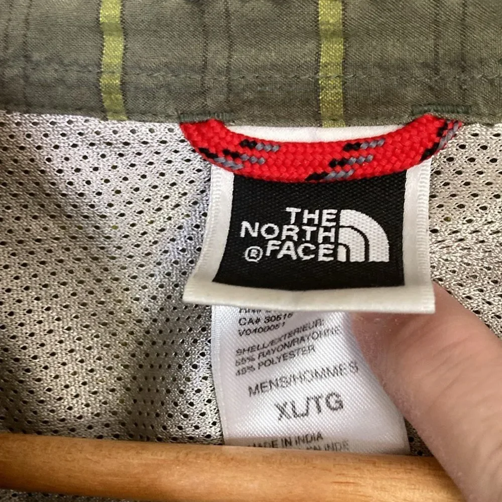The North Face Mens Short Sleeve‎ Button Up Shirt XL Green Yellow Plaid Pocket